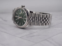Rolex Datejust 36mm Steel Olive Green Dial Fluted Jubilee Watch 126234