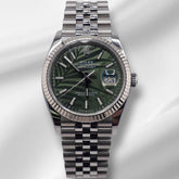 Rolex Datejust 36mm Steel Olive Green Dial Fluted Jubilee Watch 126234