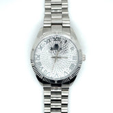 IceTime GHOST White 42mm Men's White Gold Steel Watch Iced 0.10ct Diamonds