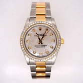 Rolex Midsize Oyster Perpetual 18k Gold/Steel 2ct Diamond MOP Ladies 31mm Watch