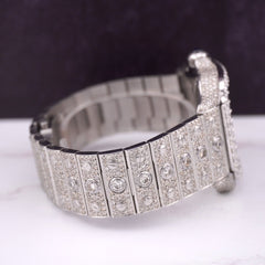 Cartier Santos 40mm Large Steel Arabic Iced 20ct Diamonds SOLITAIRE Men's Watch