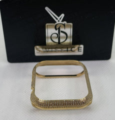 Custom Yellow Plated 1.0ct Genuine Diamonds Bezel/Case For Apple Watch 44mm