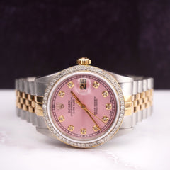 Rolex Ladies Datejust 36mm 18k Yellow Gold & Steel 1.75ct Diamonds Pink Dial