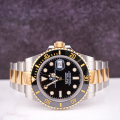 Rolex Submariner Date 41mm 18k Yellow Gold & Steel Black Oyster Watch 126613LN