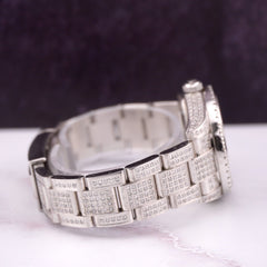 Rolex Oyster Perpetual 31mm Midsize ICED 8ct Diamonds Pearl Steel Watch 177234