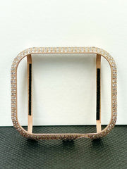 Custom Rose Gold Plated 4.5ct Genuine Diamonds Bezel/Case For Apple Watch 44mm