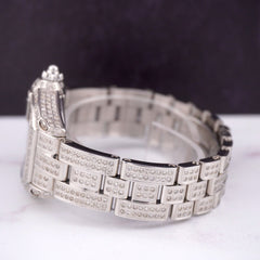 Cartier Roadster 33mm Ladies Watch Custom Iced Out 5ct Genuine Diamonds 2675