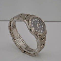 Rolex Oyster Perpetual 31mm 1ct Diamonds Black MOP Dial Watch 77080