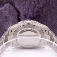 Rolex Oyster Perpetual 41mm Mens Steel Watch Iced 16ct Diamonds GREEN Ref 124300