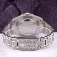 Rolex Oyster Perpetual 41mm Mens Steel Watch Iced 16ct Diamonds GREEN Ref 124300