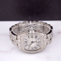Cartier Roadster 33mm Ladies Watch Custom Iced Out 5ct Genuine Diamonds 2675