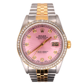 Rolex Ladies Datejust 36mm 18k Yellow Gold & Steel 1.75ct Diamonds Pink Dial