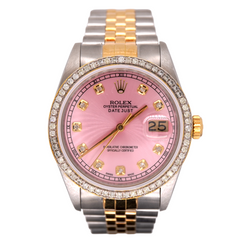Rolex Ladies Datejust 36mm 18k Yellow Gold & Steel 1.75ct Diamonds Pink Dial
