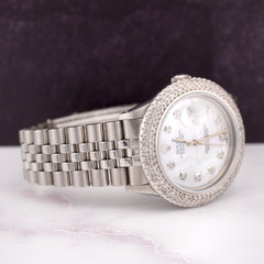 Rolex Men's Datejust 36mm Jubilee Steel Watch ICED 3.00ct Diamonds MOP Dial