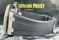 Audemars Piguet Royal Oak Offshore 42mm Chrono Steel Watch Iced Out 7ct Diamonds