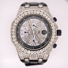 Audemars Piguet Royal Oak Offshore 42mm Chrono Steel Watch Iced Out 15ct Diamond