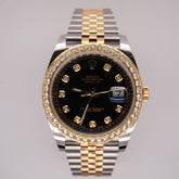 Rolex Men's Datejust 41 18k Gold & Steel ICED 2ct Jubilee Black Dial Ref: 126303