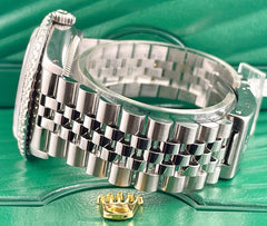 Rolex Men's Datejust 36mm Jubilee Steel Watch ICED 3.00ct Diamonds Black Dial