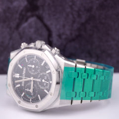 Audemars Piguet Royal Oak 41mm Chrono Steel Watch GREEN Dial Ref 26240ST