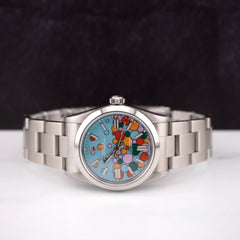 Rolex Oyster Perpetual 31mm Stainless Steel Watch Celebration Blue Dial 67480