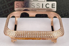 Custom Rose Gold Plated 1.5ct Genuine Diamonds Bezel/Case For Apple Watch 44mm