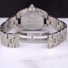 Cartier Roadster 33mm Ladies Watch Custom Iced Out 5ct Genuine Diamonds 2675