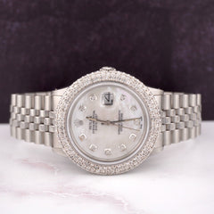 Rolex Men's Datejust 36mm Jubilee Steel Watch ICED 3.00ct Diamonds MOP Dial