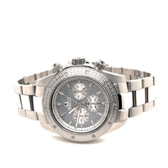 IceTime APEX White 40mm Men's White Gold Steel Watch Iced 0.10ct Diamonds