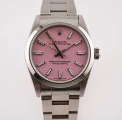 Rolex Oyster Perpetual 31mm Stainless Steel Pink Dial Watch Ref 67480