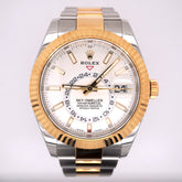 Rolex Sky-Dweller 42mm Men's 18k Yellow Gold & Steel Watch Oyster White 326933