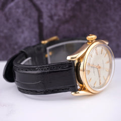 Rolex Vintage 34mm Oyster Perpetual 14K Yellow Gold Bombay Lugs Watch Ref 6092