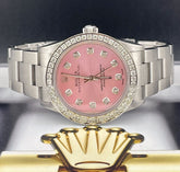 Rolex Midsize Oyster Perpetual 31mm 2ct Diamonds Pink Dial Steel Automatic Watch