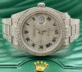 Rolex Men's Datejust 41mm Steel Watch Iced 13ct Diamonds Roman Oyster Ref 116300