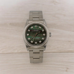 Rolex Oyster Perpetual 31mm 1.50ct Diamonds Black MOP Dial Watch 77080