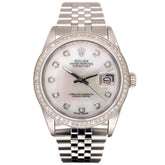 Rolex Men's Datejust 36mm Jubilee Steel Watch ICED 1.50ct Diamonds MOP Dial