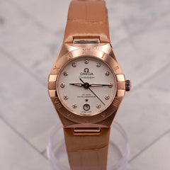 Omega Constellation CoAxial 29mm 18k RG Crystal Diamond Dial 131.53.29.20.52.002
