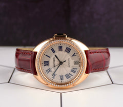 Cartier 35mm Cle 18K Rose Gold Diamond Silver Dial Automatic Ladies Watch 3950
