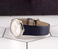 Cartier 30mm Ballon Blanc Diamond Bezel Silver Dial Ladies Steel Watch 4351