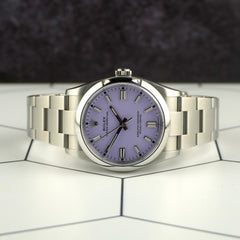 Rolex Oyster Perpetual 36mm Lavender Dial Steel Oyster Men's Watch 126000