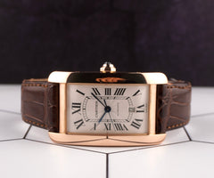 Cartier 31mm Tank Americaine XL Rose Gold Silver Dial Automatic Mens Watch 2927