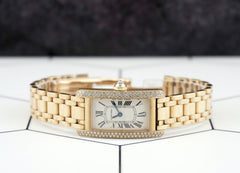Cartier 35mm Tank Americaine 18K YG Diamond Ladies Watch 1710