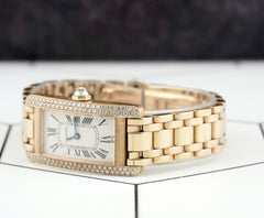 Cartier 35mm Tank Americaine 18K YG Diamond Ladies Watch 1710