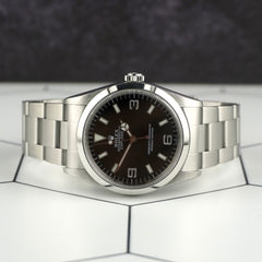 Rolex Explorer I 36mm Steel Black Dial Oyster Men's Watch 14270 Papers
