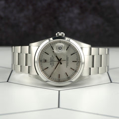 Rolex Datejust 36mm Silver Dial Smooth Bezel Steel Oyster Watch 16200 Papers