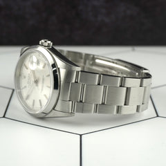 Rolex Datejust 36mm Silver Dial Smooth Bezel Steel Oyster Watch 16200 Papers
