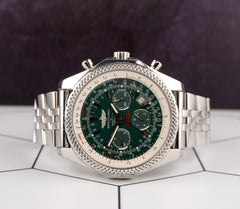 Breitling 49mm Bentley Motors Green Dial Chronograph Steel Mens Watch A25362