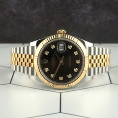 Rolex Datejust 41mm 18K Two-Tone Black Diamond Dial Jubilee Men's Watch 126333