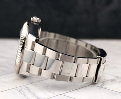 Rolex Sky-Dweller 42mm Mens 18K White Gold Bezel Steel Watch Green Dial 336934