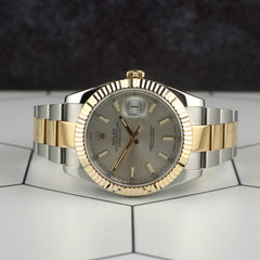 Rolex Datejust 41mm 18K Yellow Gold & Steel Silver Dial Oyster Watch 126333