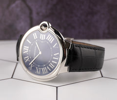 Cartier Ballon Bleu 42mm Automatic Blue Dial Platinum Men's Watch 3377 Papers